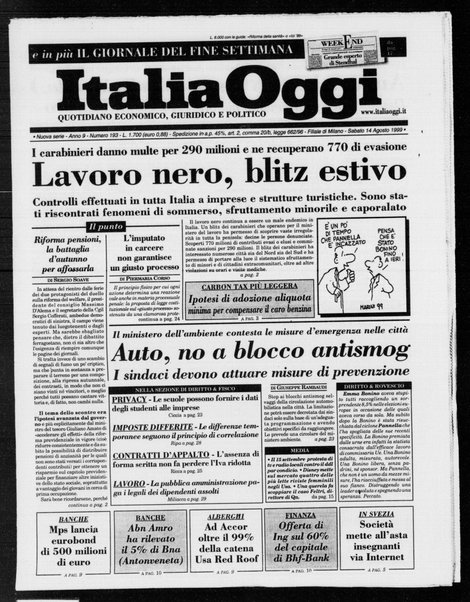 Italia oggi : quotidiano di economia finanza e politica